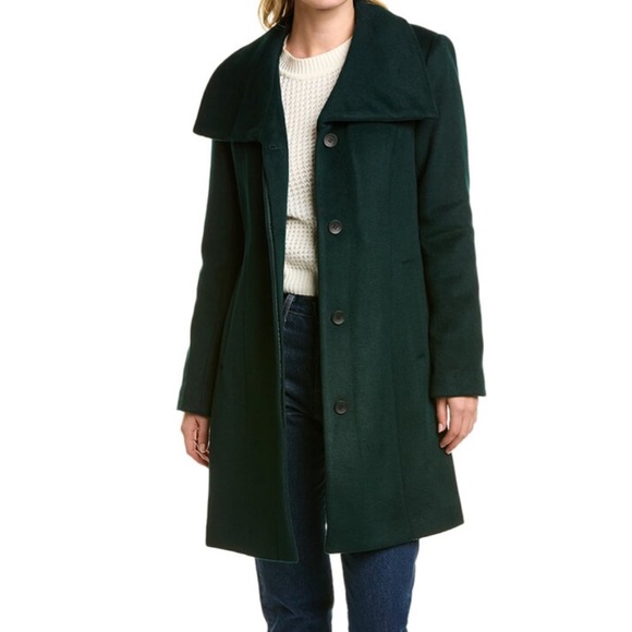 Cole Haan Signature Wool Blend Coat I Forest Green - Picture 2 of 9